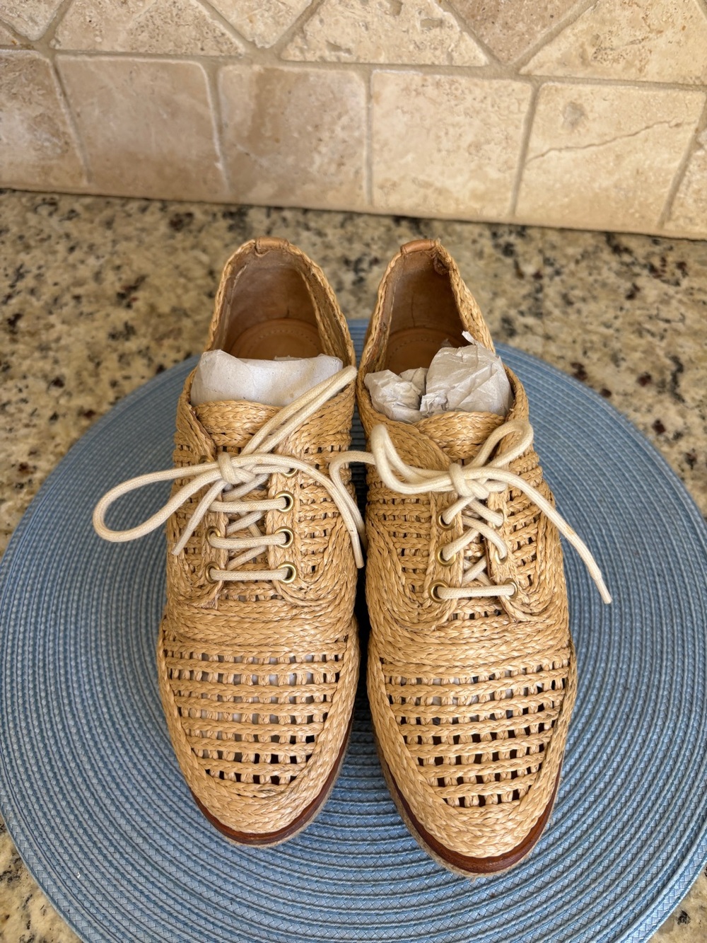 SCHUTZ JULES NATURAL JUTE PLATFORM OXFORD SHOES - Picture 9 of 15